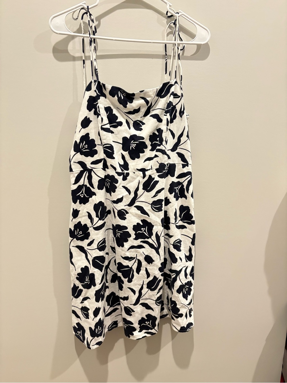 Old Navy White Mini Dress with Black Floral Print